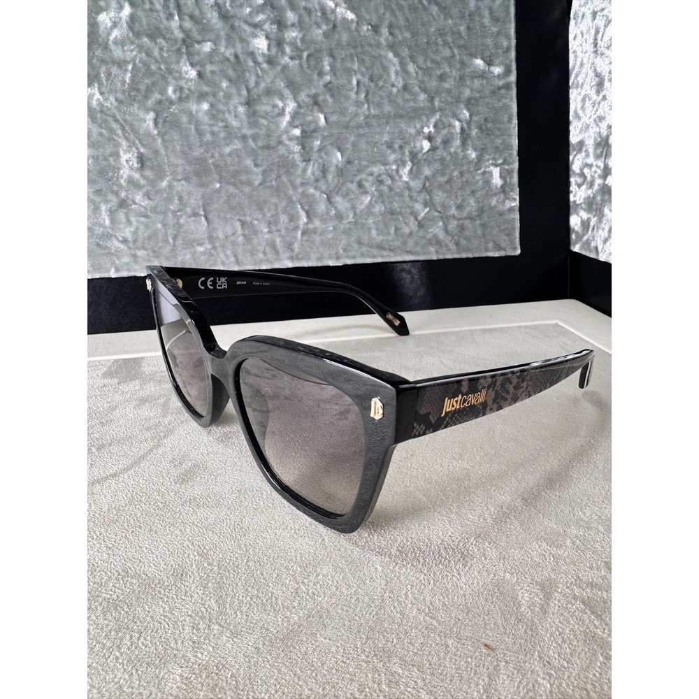 Just Cavalli SJC044 Women Sunglasses‎ Black Snake Print Gradient Lenses *Read